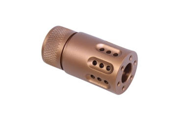 Image of Guntec USA AR-15 Mini Slip Over Barrel Shroud w/ Multi Port Muzzle Brake, 5.56mm, 1/2-28, Anodized Bronze, 1326-MB-P-MINI-BRZ
