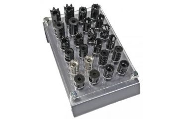 Image of GUNTEC USA AR-15 Muzzle Device Assortment Kit w/Table Top Acrylic Display Rack,1/2 X 28 MDA-223