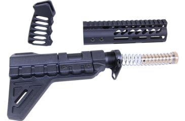 Image of Guntec USA AR-15 Pistol Furniture Set w/Micro Breach Pistol Brace, Anodized Black, AR-PISTOL-SET-MLK-PB-BLACK