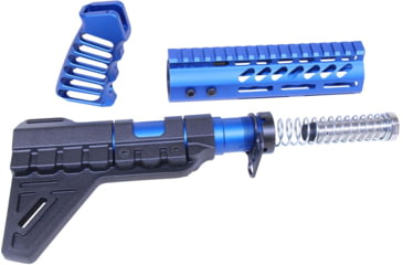 Image of Guntec USA AR-15 Pistol Furniture Set W/Micro Breach Pistol Brace Anodized Blue, Anodized Blue, AR-PISTOL-SET-MLK-PB-BLUE