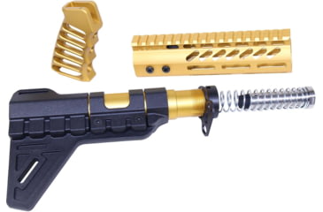 Image of Guntec USA AR-15 Pistol Furniture Set W/Micro Breach Pistol Brace Anodized Gold, Anodized Gold, AR-PISTOL-SET-MLK-PB-GOLD