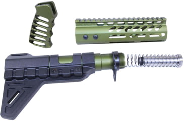Image of Guntec USA AR-15 Pistol Furniture Set W/Micro Breach Pistol Brace Anodized Green, Anodized Green, AR-PISTOL-SET-MLK-PB-GREEN