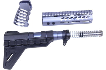 Image of Guntec USA AR-15 Pistol Furniture Set W/Micro Breach Pistol Brace Anodized Grey, Anodized Grey, R-PISTOL-SET-MLK-PB-GREY