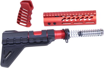 Image of Guntec USA AR-15 Pistol Furniture Set W/Micro Breach Pistol Brace Anodized Red, Anodized Red, AR-PISTOL-SET-MLK-PB-RED