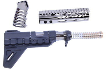 Image of Guntec USA AR-15 Pistol Furniture Set W/Micro Breach Pistol Brace Black Chrome, Black Chrome, AR-PISTOL-SET-MLK-PB-BC