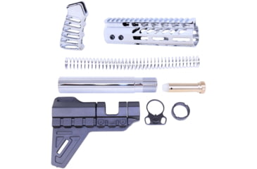 Image of Guntec USA AR-15 Pistol Furniture Set W/Micro Breach Pistol Brace Chrome, Chrome, AR-PISTOL-SET-MLK-PB-C