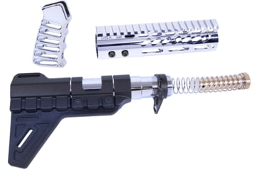Image of Guntec USA AR-15 Pistol Furniture Set W/Micro Breach Pistol Brace Chrome, Chrome, AR-PISTOL-SET-MLK-PB-C