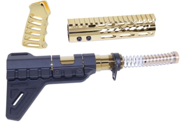 Image of Guntec USA AR-15 Pistol Furniture Set W/Micro Breach Pistol Brace Gold Plated, Gold Plated, AR-PISTOL-SET-MLK-PB-GP