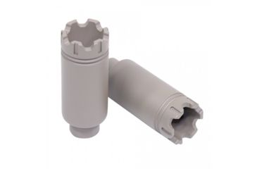 Image of Guntec USA Slim Line Trident Flash Can w/Glass Breaker, AR-10/AR-15/AR-308, .300 AAC Blackout/.308 Cal., 3.25 in, 5/8x24, Flat Dark Earth, CONE-FH-S-C-308-FDE