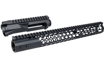 Image of Guntec USA AR-15 Stripped Billet Upper Receiver 15 in Air Lite Series Honeycomb M-LOK Handguard Combo Set, Anodized Black, GT-UPPER-SET-BLK-15HC