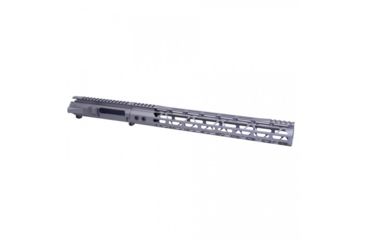 Image of Guntec USA AR-15 Stripped Billet Upper w/ Mod Lite Skeletonized M-LOK Handguard Set, 15 inch, Tungsten, GT-UPPER-SET-TGS-15MDLTE