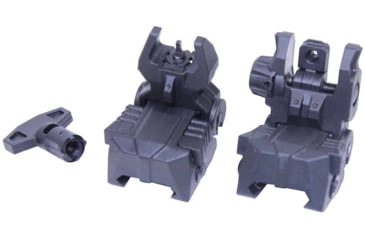 Image of Guntec USA AR-15 Tactical Polymer Spring Assisted Folding Sights, Black, GT-TPSAS