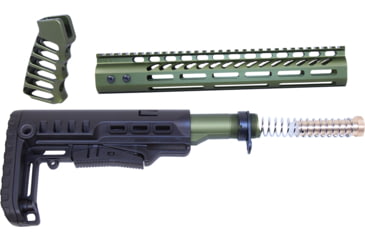 Image of Guntec USA AR-15 Ultralight Series Complete Furniture Set 12in, Anodized Green, ULTRA-SET-12-GREEN