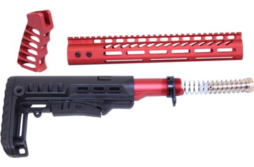 Image of Guntec USA AR-15 Ultralight Series Complete Furniture Set 12in, Anodized Red, ULTRA-SET-12-RED