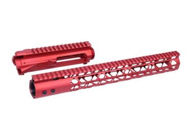 Image of Guntec USA AR15 Stripped Billet Upper Receiver w/15in Air Lite Series M-LOK Handguard Combo Set, Anodized Red, 15AIRLITE-MLK