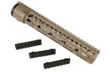 Image of GUNTEC USA Thin Profile Free Floating Keymod Handguard w/Removable Rails Monolithic Top Rail,12in,Cerakote Flat Dark Earth BA79-K-12-FDE