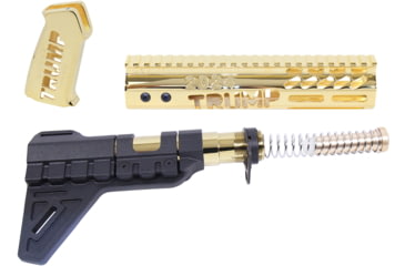 Image of Guntec USA Trump Series Premium Limited Edition AR-15 Pistol Furniture Set w/Brace, 24K Gold Plated, TRUMP-PIS-SET-PB-LE