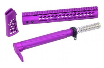 Image of Guntec USA Ultralight Series Furniture Set, AR-15, 12 inch Rifle Length M-LOK Handguard, Fixed Stock/Buffer Assembly, Pistol Grip, Anodized Purple 12MLK-SET-PURPLE