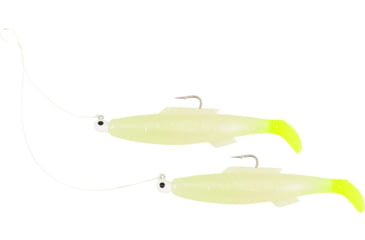 Image of H&amp;H ICMDR-50 Cocahoe Minnow Double Rig, 3", 1/4 oz, Glow Chartreuse Tail, 10/Pack, ICMDR-50