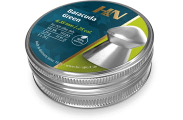 Image of H&amp;N Sport Baracuda Green .25 Caliber 19.91 Grain Air Rifle Pellets, 150 Rounds, Silver, Small, 92066350013