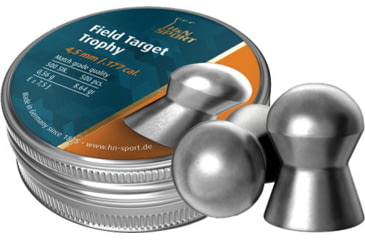 Image of H&amp;N Sport Field Target Trophy .177 Caliber 8.64 Grain 4.50mm Head-Size Air Rifle Pellets, 500 Rounds, Silver, Small, 92104500005