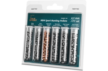 Image of H&amp;N Sport Hunting-Sampler Type II .177 Caliber Air Rifle Pellets, 6 Types, 185 Rounds, Silver, Small, 99994500009