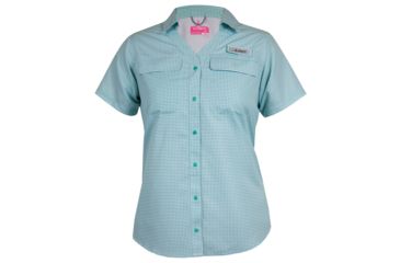 Image of Habit Short Sleeve River Shirt - Womens, Turquoise Check, Small, TS1452-7A1-WS
