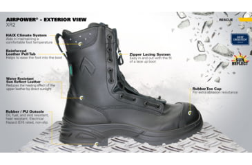 Image of HAIX Mens EMS/Station Airpower XR2 Extra Wide Work Boots, Black, 10 605118XW-10