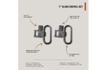 Image of HALF RACK Sling Swivel Set, 2 Psc, 1 in, Black, Small, HR1148