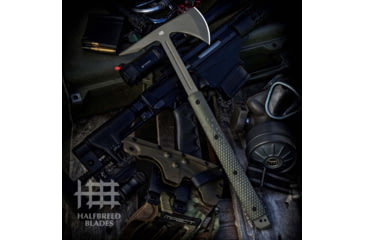 Image of Halfbreed Blades Large Breaching OD Axe, 18.38in Overall, 7.5in OD Green Teflon K110 Tool Steel Axe Head w/ 3.25in Cutting Edge, OD Green G10 Handle, OD Green Kydex Belt Sheath, LBA-01 ODG
