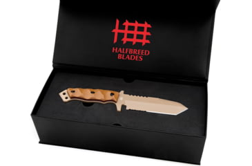 Image of Halfbreed Blades Medium Infantry Gen 2 Fixed Blade Knife, 10.5in Overall, 5.25in Dark Earth Teflon Sawback Bohler K110 SS Tanto Partially Serrated Blade, FDE G10 Handle, Kydex Sheath, MIK-02 GEN II DE