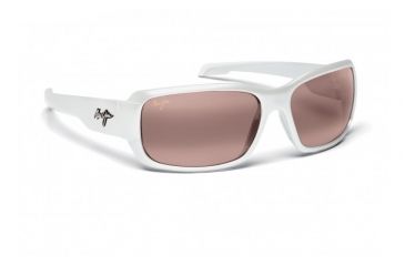 Image of Maui Jim Hamoa Beach Sunglasses w/ White Pearl Frame and Maui Rose Lenses - R226-05, Quarter View
