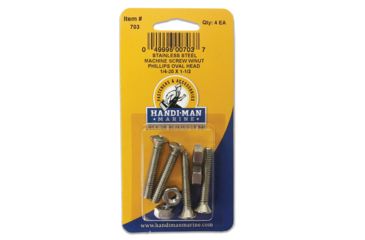 Image of Handi-Man Marine Steel Phillips Machine Oval Screw 1/4-20 x 1-1/2 Stainless 71184