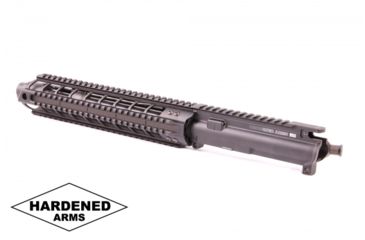 Image of Hardened Arms Upper Receiver Assembly, AR-15, 5.56 NATO, 10.5 inch Barrel, SOCOM Profile, Carbine , 1/7 Twist, 1/2x28 Thread, 12 inch Quad Rail Handguard, Linear Muzzle Compensator, Black, upp0138