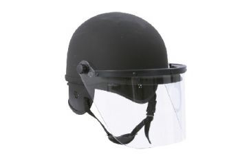 Image of Hatch Fiberglass Riot Helmet Half Shell with Brim &amp; w/sizing strips and 3mm Face Shield, Flat Black 6 1/2in-7 3/8in