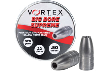 Image of Hatsan Vortex Big Bore Supreme Pellets, .50 Caliber, 520 Grain, Hollow Point, 22 Rounds, HA90627