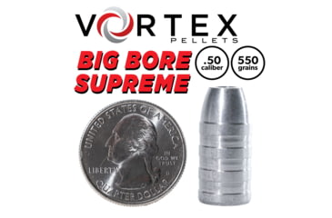 Image of Hatsan Vortex Big Bore Supreme Pellets, .50 Caliber, 550 Grain, Hollow Point, 22 Rounds, HA90628