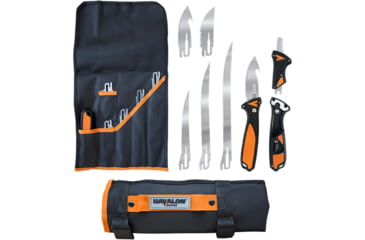 Image of Havalon Talon Hunt Interchangeable Fixed Blade Knife Set, 4 Blades, Roll-Pack, Box, Black/Orange, XTI-TH