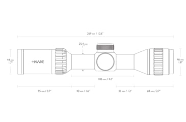 Image of Hawke Sport Optics Airmax EV Rifle Scope, 2-7x320mm AO, 1in Tube, Second Focal Plane, AMX Reticle, Black, 13100