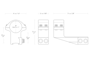 Image of Hawke Sport Optics Dovetail 1in High 2in Extension Rings - 2-Pieces, Black, 22121