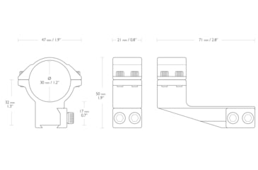 Image of Hawke Sport Optics Dovetail 30mm High 2in Extension Scope Rings, Black, 22123