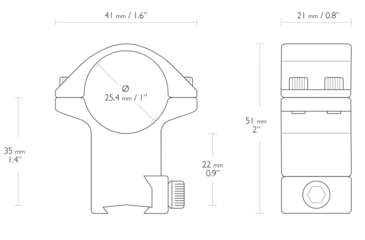 Image of Hawke Sport Optics Dovetail Match Series Rifle Scope Rings - 2-Pieces, 1in, High, Black, 22102