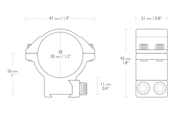 Image of Hawke Sport Optics Dovetail Match Series Rifle Scope Rings - 2-Pieces, 30mm, Medium, Black, 22107