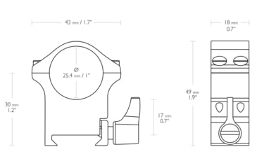 Image of Hawke Sport Optics Professional Steel 1in Weaver Scope Rings - 2-Pieces, High, Black, 23102