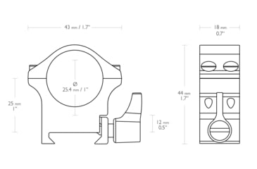 Image of Hawke Sport Optics Professional Steel 1in Weaver Scope Rings - 2-Pieces, Medium, Black, 23101