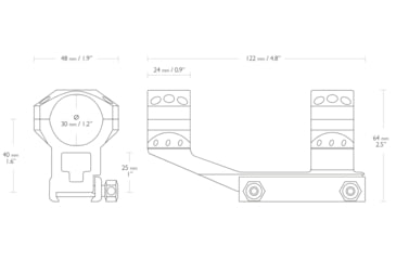 Image of Hawke Sport Optics Tactical Cantilever Ring Weaver 30mm High - 1 - Piece, Black, 24135