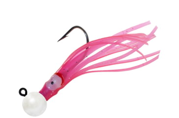 Image of Hawken Outdoors Aerojig Humpy Death Jig, 1/4 oz, 1/0 Hook, Pearl White Head/Cerise Skirt, HDJ14002