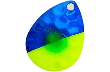 Image of Hawken Outdoors Simon 3.5 Colorado Spinner Blade, Hammered, Slash Blue/Chartreuse Dot, Silver, 2 Pieces, SSBH35009
