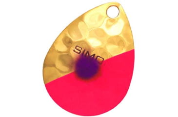 Image of Hawken Outdoors Simon 3.5 Colorado Spinner Blade, Hammered, Slash Pink W/ Purple Dot, Gold Blade, 2 Pieces, SSBH35007