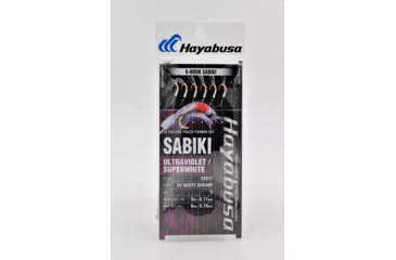 Image of Hayabusa Uv White Shrimp 6-Hook Sabiki, 1 Rig, 1Pc, Size 4, EX017-4